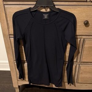 Athleta Black Long Sleeve Laser-Cut Performance Top